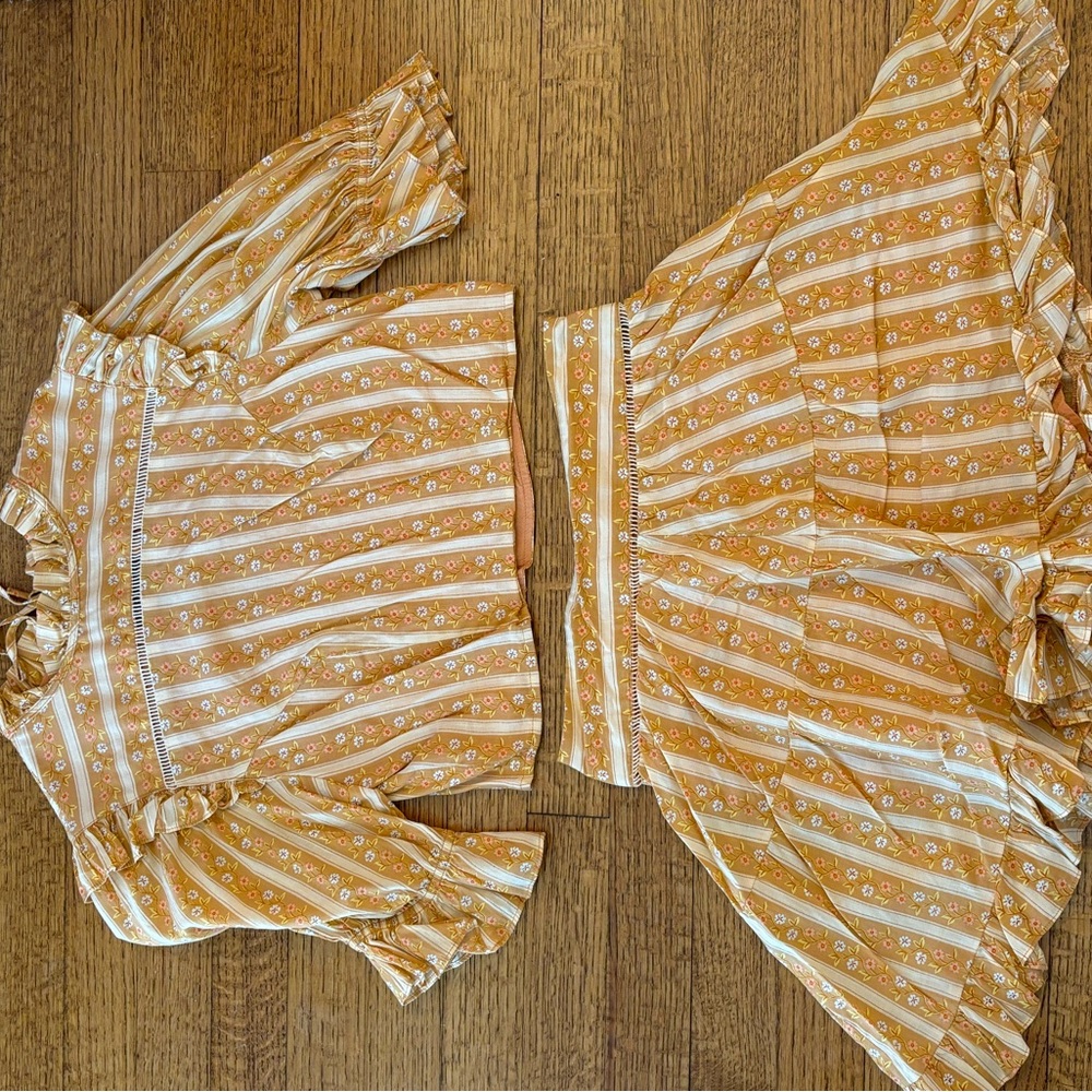 Urban Outfitters Floral Striped Blouse in Orange and White